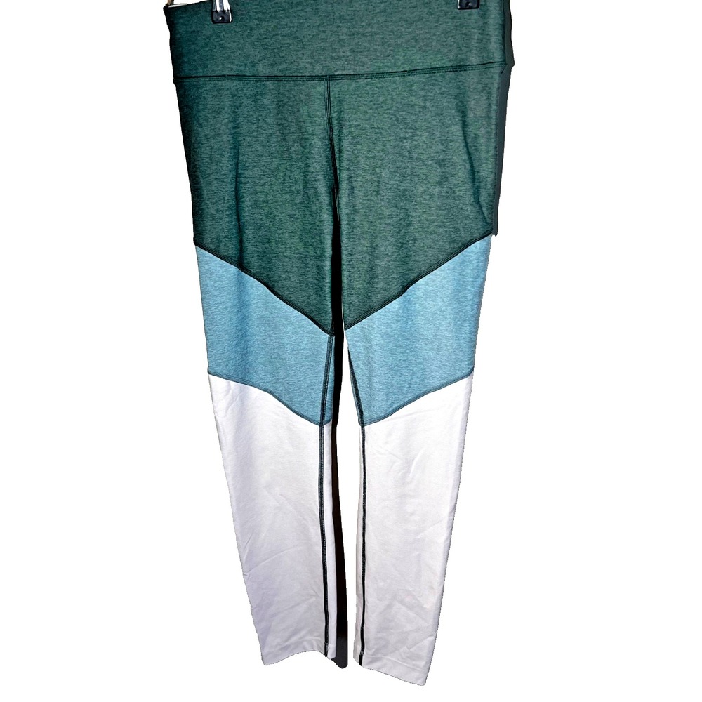 OUTDOOR VOICES WOMEN'S COLORBLOCK LEGGINGS GREEN BLUE WHITE STRETCH - Sz LARGE - Picture 2 of 5
